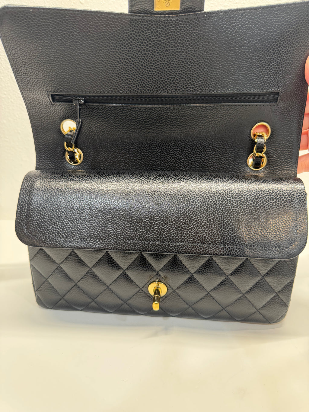 Chanel medium caviar double flap