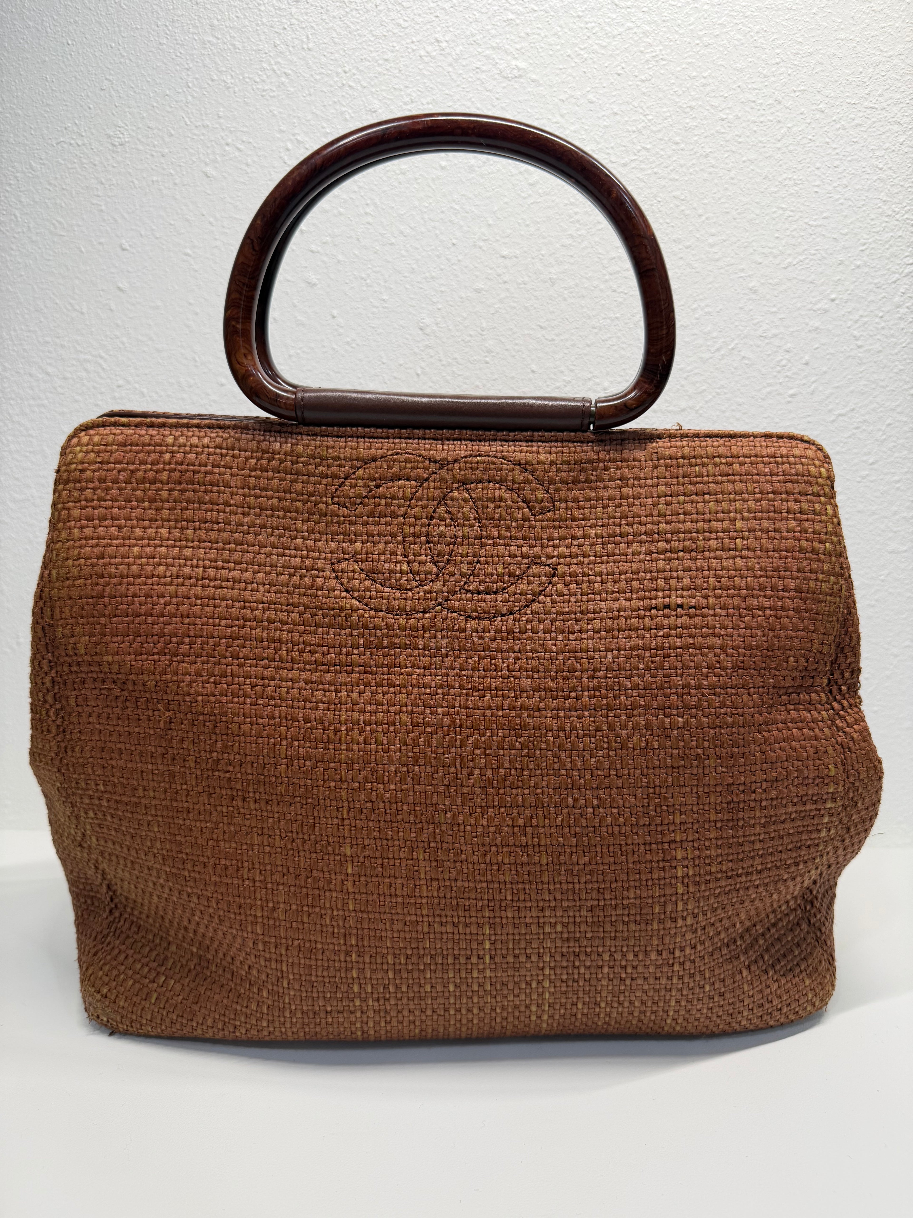Chanel woven raffia tote