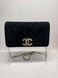Chanel suede crystal pearl cc flap