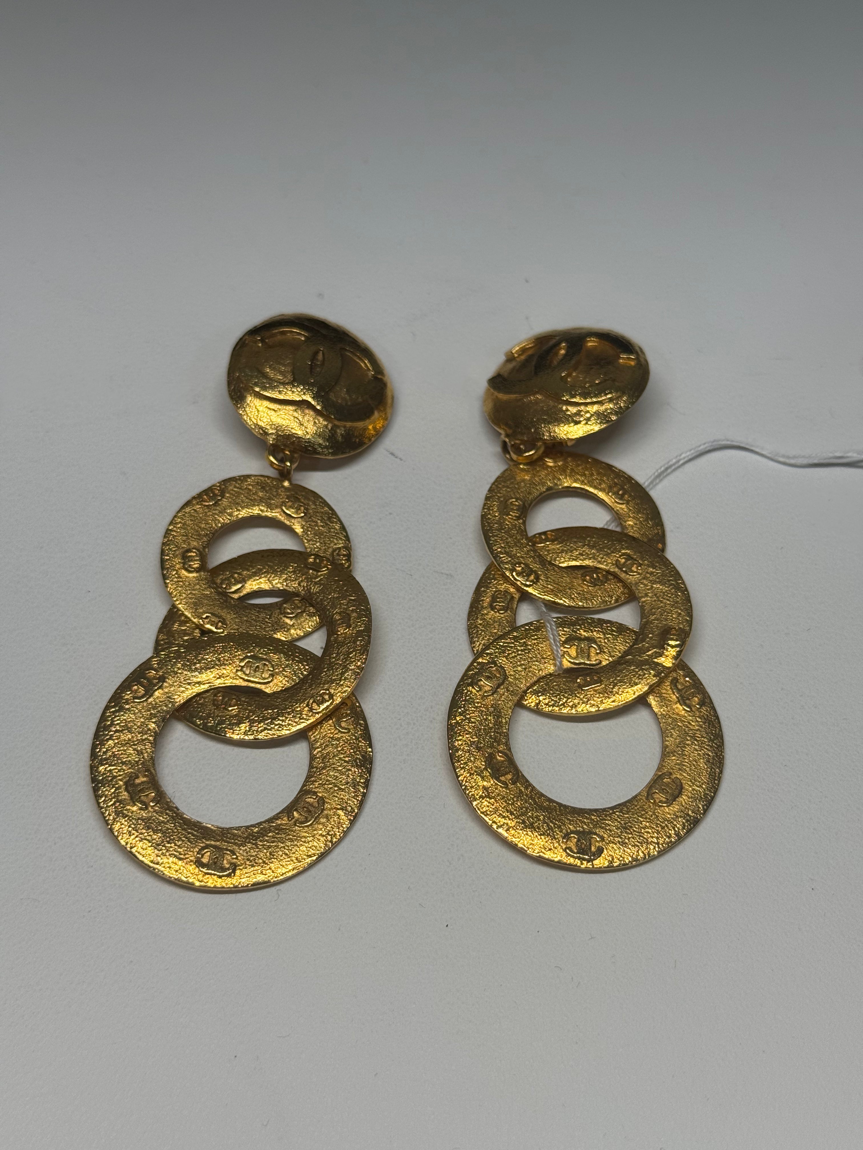 Chanel triple dangle hoop